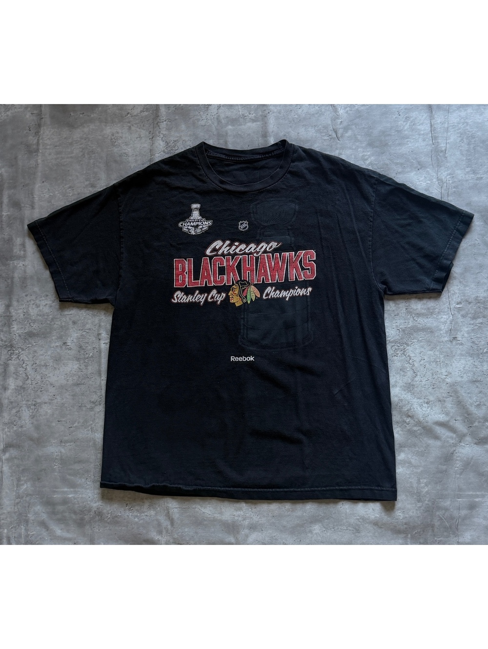 Y2K NHL Chicago Blackhawks Stanley Cup Champions Black Tee L